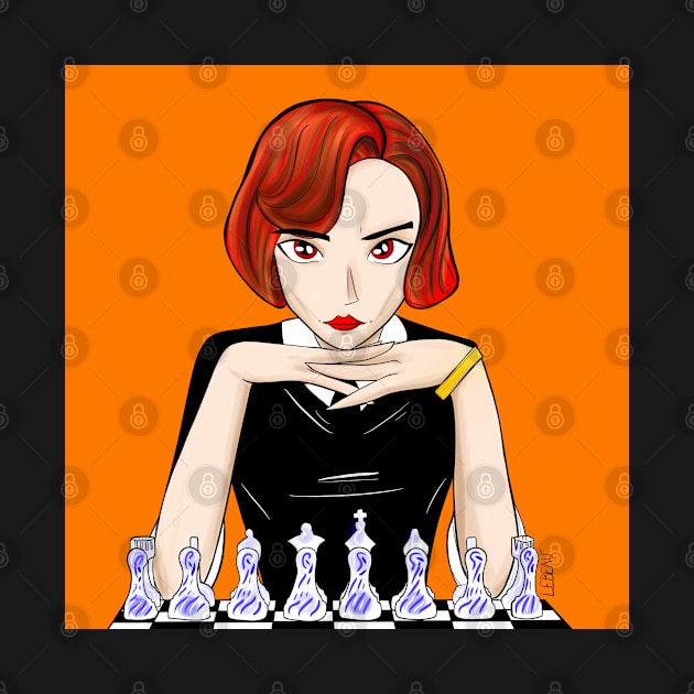 the queen beth harmon in chess gambling arts by jorge_lebeau