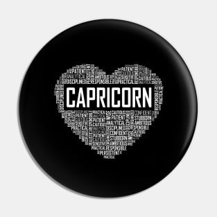 Capricorn Zodiac Heart Pin