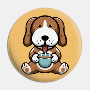 Cute Dog drink hot chocolate Pin