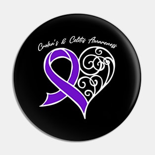 Crohn's & Colitis Awareness Heart Ribbon Gift Valentines Day - In This Family Nobody Fights Alone Pin