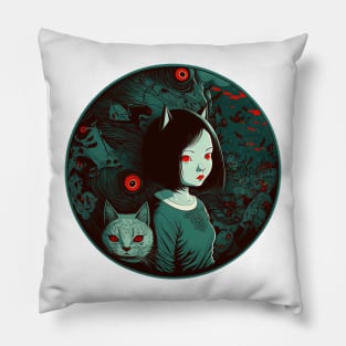 Red Eyed Cat Girl Pillow