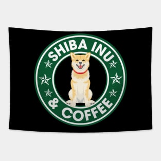 Shiba Inu And Coffee Tapestry