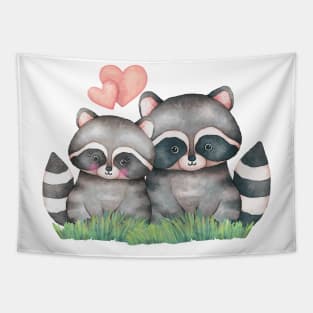 Valentines Raccoons Tapestry