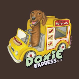 Dachshund in Yellow Hotdog Truck T-Shirt