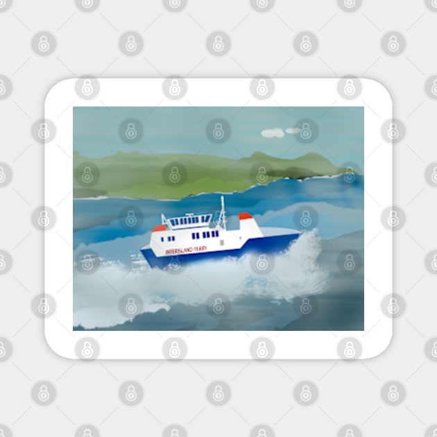 Shetland Inter-Island Ferry Magnet by Avalinart