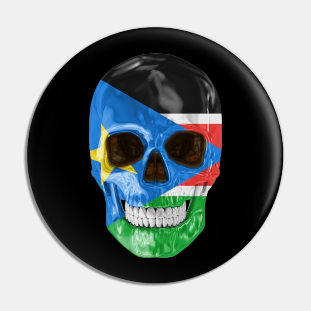 South Sudan Flag Skull - Gift for South Sudanese With Roots From South Sudan Pin by Country Flags