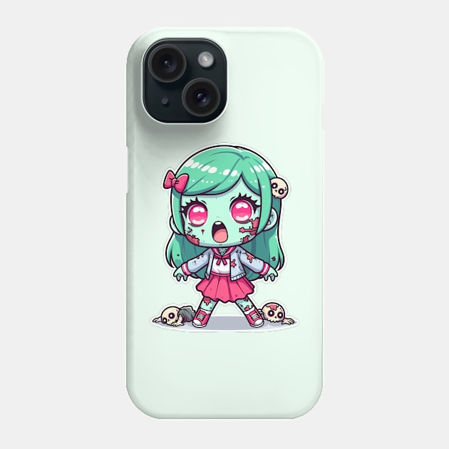 Zombie Skull Kawaii Girl Phone Case by DesignDinamique