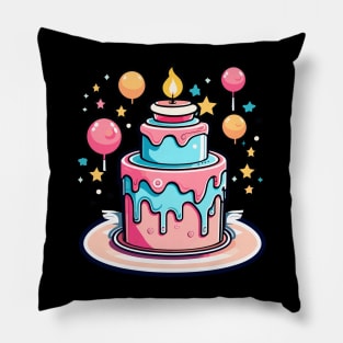 Birthday Cake Illustration Pillow