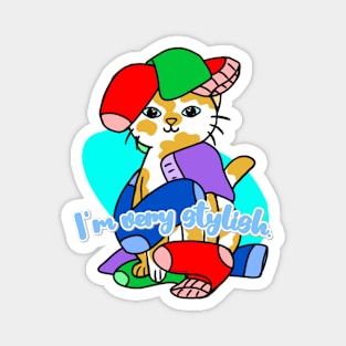 Cute cat with phrase "I´m very stylish". Magnet