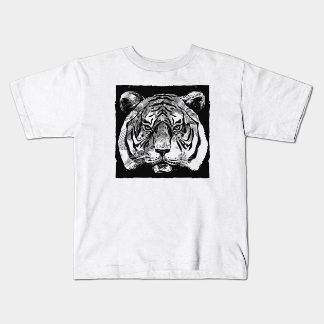 Tiger Head Hand Drawn - Tiger Lover - Kids T-Shirt | TeePublic