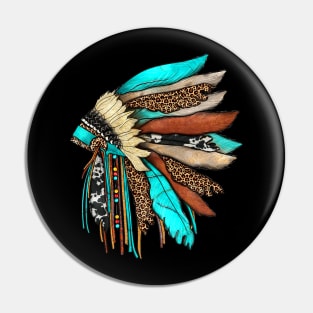 Native American Indian Headdress Costume Jewelry Decor Pin