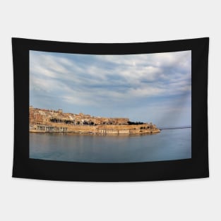 Valletta reflecting in calm Mediterranean sea Tapestry