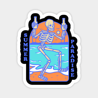 Summer Paradise Skeleton Beach Party Magnet