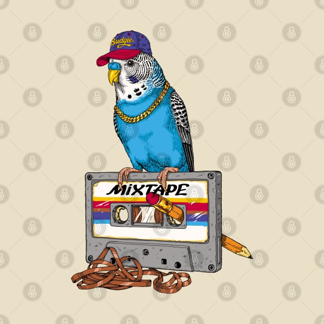 Cool Budgie with a Cassette by Dima Kruk