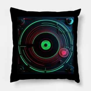 Glow DJ Neon Green and Pink Turntable Pillow