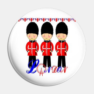 London British Union Jack Queens Guards Red White Blue Pin