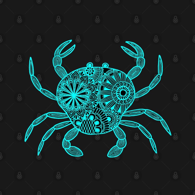 Mandala Crab (cyan and black inverted) by calenbundalas