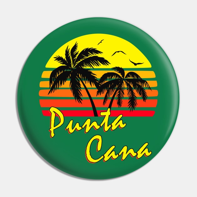 Punta Cana Retro Sunset Pin by Nerd_art