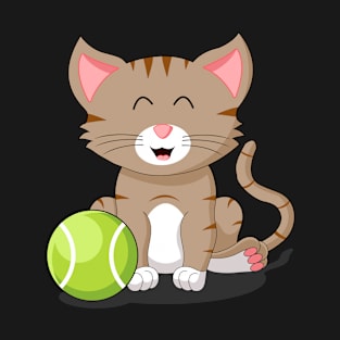 Cat tennis kitten cuddly tennis ball T-Shirt