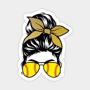 Softball Bun & Glasses - Dark Apparel Magnet