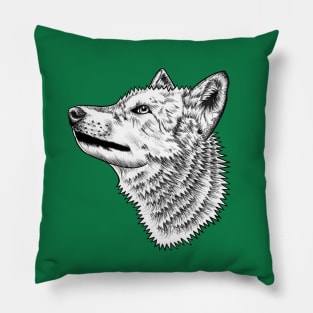 Wolf - ink illustration Pillow