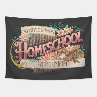 Homeschool Rebel Mom Flower Label Tapestry