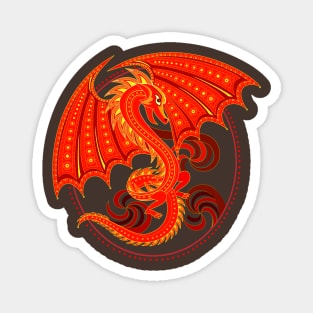 Illustration of fantastic red dragon. Magnet