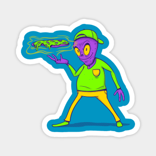 Pizza Delivery Alien Magnet