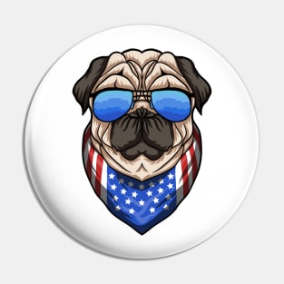 Cool American Pug Dog with Sunglasses Pin