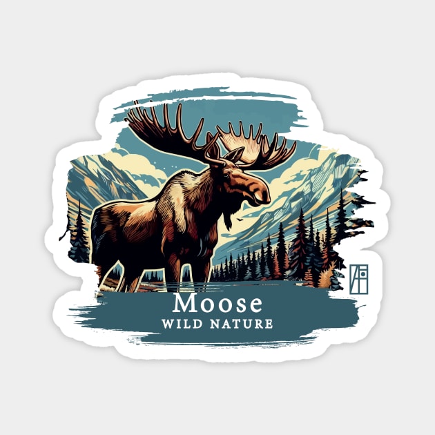 Moose- WILD NATURE - MOSE -1 Magnet by ArtProjectShop
