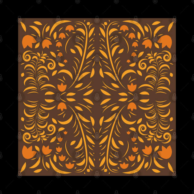 Floral pattern with flowers and leaves hohloma style by Eskimos