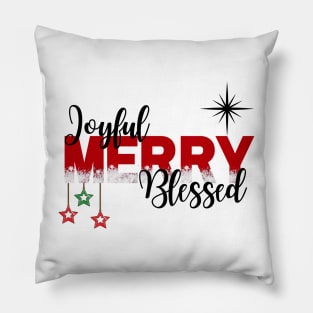 Joyful, Merry, Blessed, Christmas Pillow