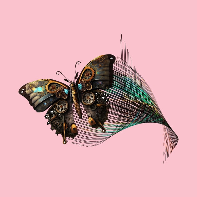 Steampunk Butterfly in Flight by ginkelmier