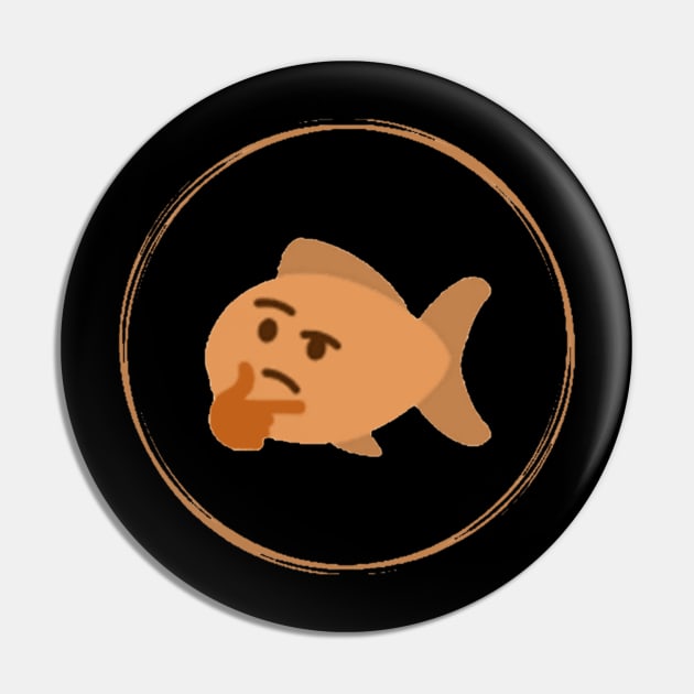 Thinking Fish Emoji Orange Pin by maywither