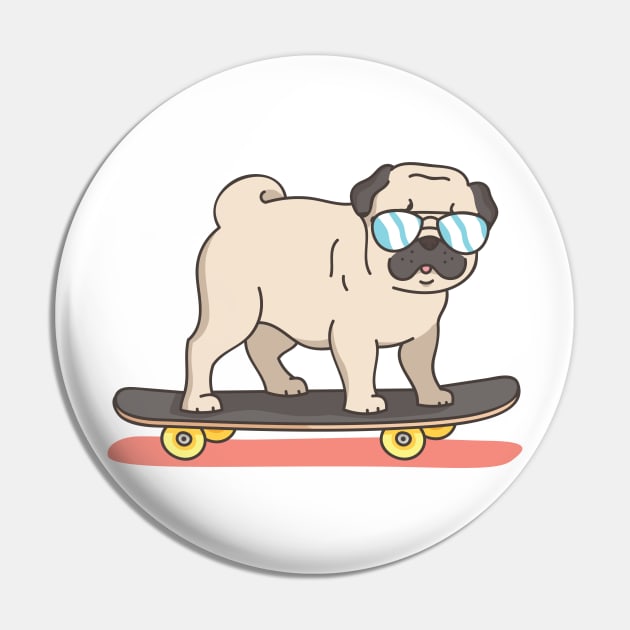 Pug Dog Skater Skateboarding Funny Gifts Pin by chrizy1688