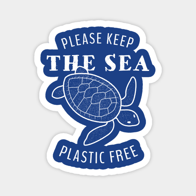 Please Keep the Sea Plastic Free - Turtle Magnet by bangtees