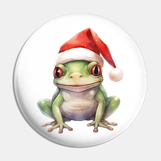 American Green Tree Frog in Santa Hat Pin