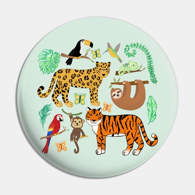 Wild And Wonderful Jungle Friends Pin by tangerinetane