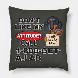 Classic Doxie Dog with attitude on Black Dachshund with Attitude Pillow