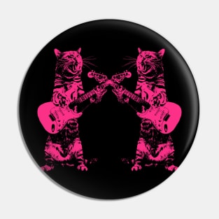 Double cat playing guitar Pin