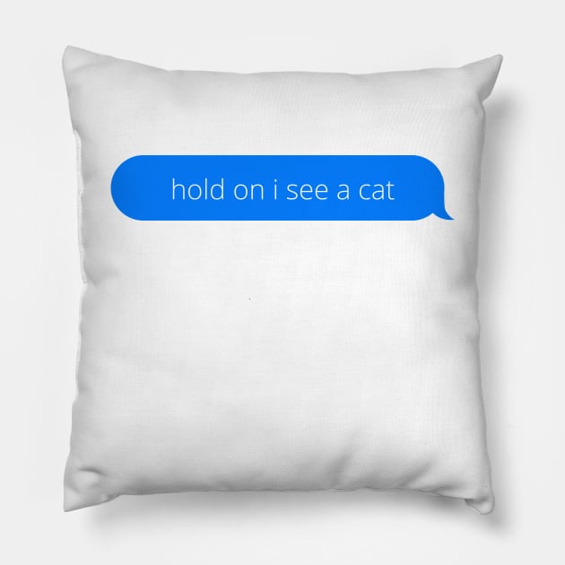 Hold on i see a cat Pillow by Word and Saying