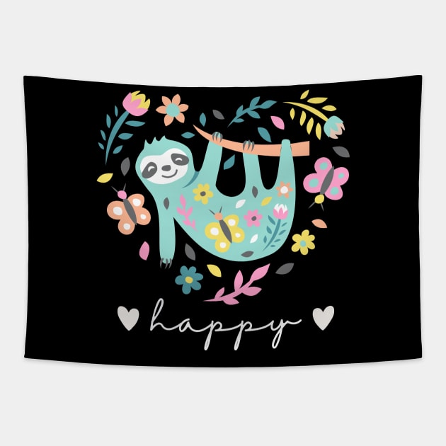 Sloth Life Happy Sloth Tapestry by SmartStyle Gallery