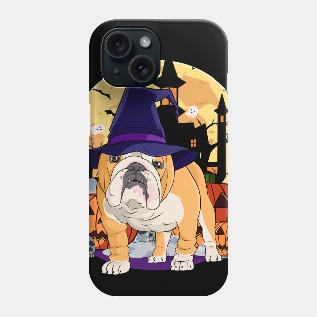 English Bulldog Happy Halloween Witch Pumpkin Phone Case by Noseking