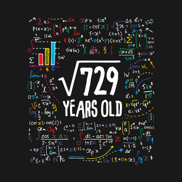 Square Root Of 729 27th Birthday 27 Year Old Gifts Math by Kerin