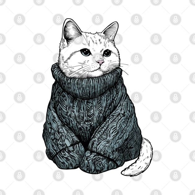 The Sweater Model Cat by KilkennyCat Art