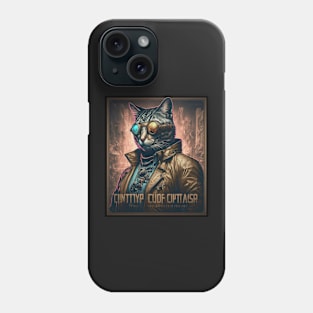 Cyber detective cat portrait wearing glasses Phone Case