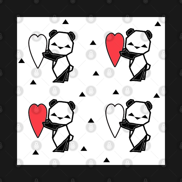 Origami Panda Heart Love by tandre