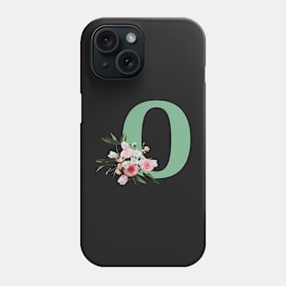 Letter O green with colorful flowers Phone Case