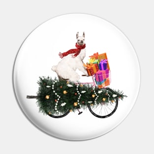 Llama Bringing Home Christmas Tree Pin