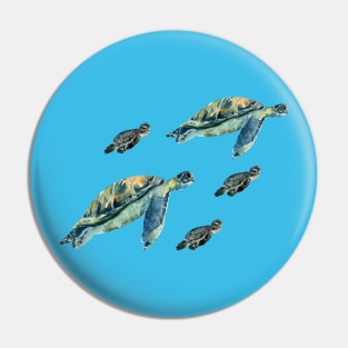 Sea turtle family Pin